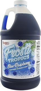 Snappy Frosti Tropics Blue Raspberry Slushie Mix, 1/2 Gallon, Slushy Syrup for Machines, Granita, Cocktails and Blended Drinks