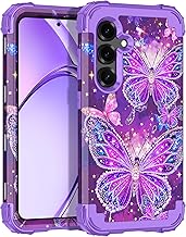 Rancase for Galaxy S25 Case,Three Layer Heavy Duty Shockproof Protection Hard Plastic Bumper +Soft Silicone Rubber Protective Case for Samsung Galaxy S25,Glow in The Dark-Purple