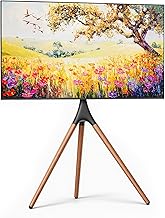 Artistic Easel TV Stand for 43-65 Inch TVs, 180° Swivel Tripod TV Stand up to 88 lbs, Floor TV Mount with Cable Management for Bedroom, Living Room and Corner, Max VESA 600x400mm, Black Walnut