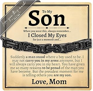 Love You This Much Sentimental Cuban Stainless Steel Bracelet - Mom to Son Gift for Birthday, Unique Present