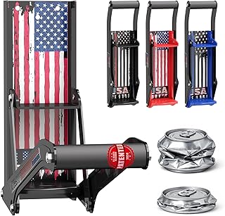Manual Can Crusher, Wall Mounted Can Crusher for 12 oz & 16 oz Aluminum Cans, Heavy Duty Metal Can Smasher for Recycling, US Flag Sticker Design-BLACK
