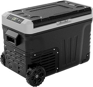 EUHOMY 12 Volt Refrigerator, 37QT(35L) Electric Cooler, Portable Freezer 12V/24V DC 100-240V AC, 12V Fridge -4℉~68℉, 12V Cooler with Wheels & 2 Baskets for Travel, Truck, Boat, Camping