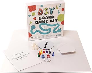 DIY Board Game Kit - Make Your Own Board Game Kit with Double-Sided Blank Game Board, Blank Box, Game Pieces, and Accessories