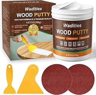 Wadities White Wood Filler, White Wood Putty, Paintable Stainable Wood Repair Putty, 9.87 Ounce Wood Furniture Repair kit, Quickly Repair Wood Cracks and Holes on Wooden Floor Furniture (White)