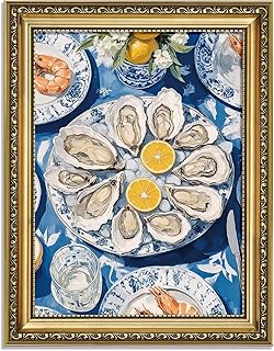 AIKETUO Gold Framed Retro Vintage Wall Art for dining Room, Vintage Kitchen Picture Wall Decor, Artwork for Aesthetics dining Room Restaurant Hotel Desk Table Decoration Small 10" L x 8" W