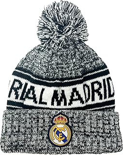 Kid's Real Madrid Knit Beanie Winter Hat, Licensed Youth R. Madrid Soccer Skull Cap Beanie White