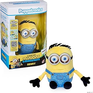 Minions Palm Puppetronic - Henry | 40+ Sounds and Actions | Blinking Eye & Moving Mouth | Pairs with Minions James & Dick Palm Puppetronics | for Fans Age 6+