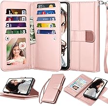 Njjex Wallet Case For Samsung Galaxy A10E, For 5.8" Galaxy A10e Case,[9 Card Slots] PU Leather Credit Holder Folio Flip [Detachable] Kickstand Magnetic Phone Cover & Lanyard For Samsung A10e -RoseGold