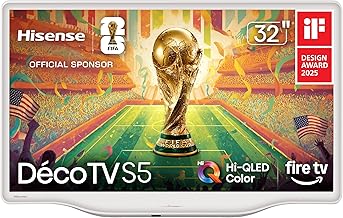 Hisense 32-Inch S5 DécoTV Series Hi-QLED FHD Smart Fire TV (32S5QF, 2025 Model) - Versatile Fit, Hi-QLED Color, Art-Inspired Design, Fluid Central Stand, DTS Virtual: X, Stream Live TV Without Cable
