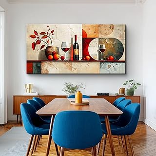 ERQINHUA Large Canvas Wall Decor For Kitchen Wall Art For Living Room Dining Room Decorations Wine Glass Still Life Abstract Picture Artwork Pub Wall Mural Posters Home Decor Aesthetics 24"x48"