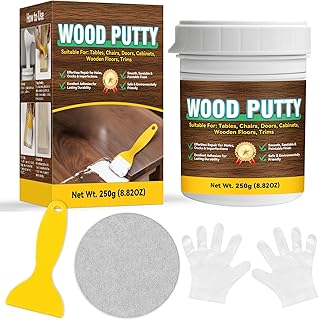 White Wood Filler, 250g Paintable & Sandable Wood Putty–Low Odor & Crack Resistant & Easy to Sand-Quick Repair for Cracks, Holes and Damage on Furniture, Floor & Cabinets-For Indoor & Outdoor