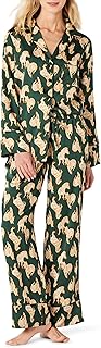 Amazon Essentials Women's Satin Long Sleeve Shirt and Pant Pajama Set