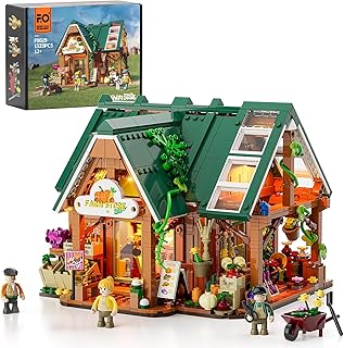 Farm-Store Lighting Building-Bricks Set - Farm Shop LED Light Construction Building Model Set 1523 Pcs for Adults and Teen