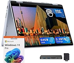 Inspiron 14 2-in-1 Laptop, 14" WUXGA Touch Display, Intel 7 150U, 64GB DDR5, 2.28TB Storage(2TB SSD+288GB Docking Station Set), Backlit Keyboard, Fingerprint Reader, Wi-Fi 6E, Win 11 Pro, Blue