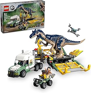 Jurassic World Dinosaur Missions: Allosaurus Transport Truck Toy, Fun Gift Idea for Kids with Kenji, Darius and Yaz Minifigures, Jurassic World Dinosaur Toy for Boys and Girls Ages 8 and Up 76966