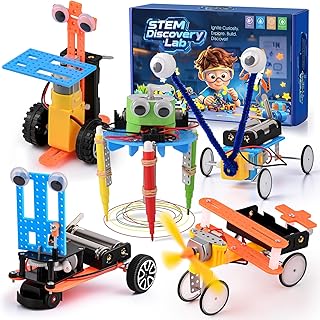 STEM Kits for Kids Ages 6-12, 5-in-1 Robot Building Science Kit for Boys Girls, DIY Robotics Engineering Projects, Educational STEM Toys, Birthday for Kids Age 6 7 8 9 10 11 12