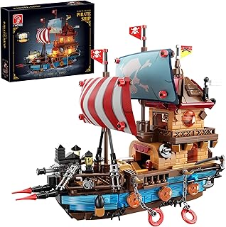 Pirate Ship Building Kit (916 Pcs) with LED Lights - Standard Brick - Compatible Creative Pirate Toy Model - Ideal Gift for Kids, Teens, Adults & Boys Ages 8-12 (Birthday/Christmas/Party)
