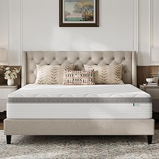 Queen Mattress, 12 Inch Hybrid Mattress Queen with Comfort Foam,Innerspring Pillow Top Mattresses in a Box, Pressure & Pain Relief, Soft Feel but Supportive