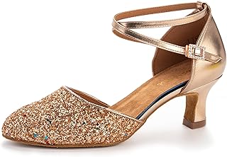 1920s Shoes for Women Salsa Ballroom Dance Shoes for Woman Low Heels Dancing Pumps for Latin Tango Flapper Character Party Glitter Shoe