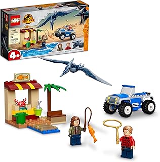 Jurassic World Pteranodon Chase 76943 Dinosaur Toy Set with 2 Minifigures and Buggy Car, Gift Idea for Kids 4 Plus Years Old