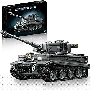 WW2 Tank Building Set Tiger I Army Military Vehicles Collectible Model for Adults Home Office Decor (Gray)