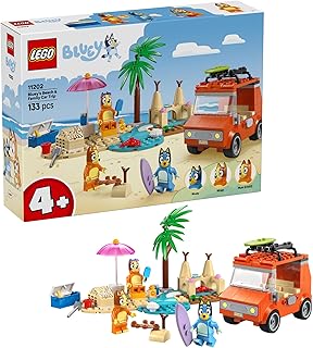 Bluey: Bluey’s Beach & Family Car Trip - Toddler Learning Toy for Kids 4+ - Includes Bluey, Bingo, and Mum Minifigures - Birthday Gift for Boys and Girls, Ages 4+ - 11202