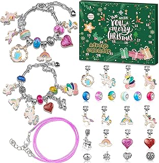 Advent Calendar 2025 Girls Unicorn Charm Bracelets Making Kit, 24 Days of Christmas Advent Calendars for Teens Kids Age 6-12, Unicorns Gifts for Girls 6 7 8-10 Girl Craft Toys Countdown Calender.