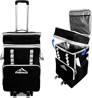 72-Can Large Collapsible Soft Cooler with Wheels, Insulated Leakproof Cooler Bag with Handle, Removable Lunch Box Top, All-Terrain Wheels, Portable Cooler for Beach, Camping, Picnic, Travel
