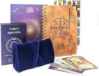 Witchy Cauldron Tarot Learning Kit in Spanish – Cartas de Tarot para Principiantes – Includes Spanish Deck, Journal, Wrap, Stickers – Ideal for Beginners and Enthusiasts (Azul)