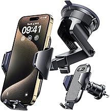 [True Military-Grade] Car Phone Holder VANMASS [Upgraded Strongest Suction&Clip] Cell Phone Mount for Dashboard Windshield Vent Wall,Truck Cradle Stand for iPhone 17 Pro Max 16 15 14 Android,Ink Black