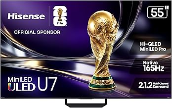 55" U7 Mini-LED ULED 4K UHD Best Premium Gaming Google Smart TV (55U7SG, 2026 NEW) - Hi-QLED, Native 165Hz, VRR 330, HDR10+, Dolby Vision IQ·Atmos, IMAX Enhanced, Anti-Reflection, 2.1.2 Ch