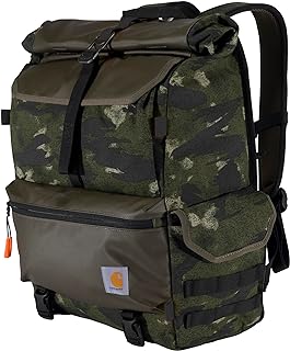 40L Nylon Roll Top Backpack, Heavy-Duty Water-Resistant Material W/ 17" Laptop Sleeve, Blind Fatigue Camo