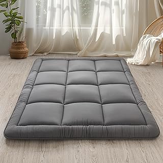 Japanese Floor Mattress Futon Mattress 3" Grey Tatami Mat Shredded Memory Foam Filled Sleeping Pad, Foldable & Portable Roll Up Lounger Camping Bed for Kids and Adult,Full Size 54"x 80"
