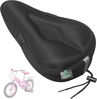 Zacro Gel Kids Bike Seat Cushion Cover for Boys & Girls, Anti-Slip Bike Seat Cover for Toddler, Breathable & Extra Soft Memory Foam Child Bicycle Saddle Padded with Reflective Strip, 9"x6"