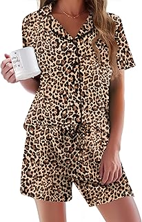 Ekouaer Pajamas Set for Women Short Sleeve Sleepwear Button Down Pjs Soft 2 Piece Lounge Sets XS-XXXL