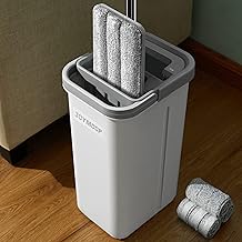 Mop and Bucket Set, Hands-Free Flat Floor Mop with 3 Washable Microfiber Pads, Wet and Dry Use, Ideal for Home and Commercial Floor Cleaning