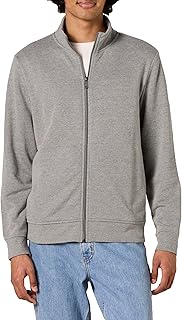 Men's Full Zip Mock Neck French Terry Sweatshirt, Lightweight
