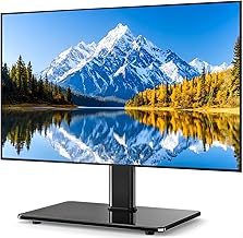 Universal Swivel TV Stand for 27-60 inch Curved/Flat Screen TVs, Table Top TV Base Replacement Holds up to 88 lbs, Height Adjustable TV Stand Mount with Tempered Glass Base, MAX VESA 400x400mm