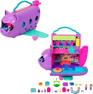 Dolls and Playset, Kitty Airways Airplane, Travel Toy with 2 Micro Dolls and Pet, Spinning Stage and Accessories (Amazon Exclusive)