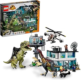 Jurassic World Giganotosaurus & Therizinosaurus Attack 76949 with 2 Dinosaur Toy Figures, ATV Car, Helicopter & Garage, Gifts for Kids, Boys and Girls