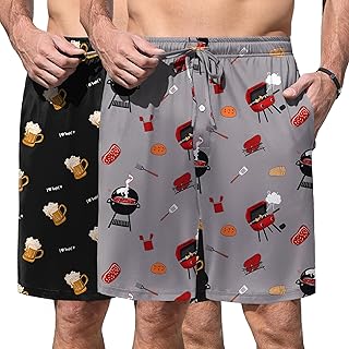 Men's Pajama Shorts Soft Sleepwear Bottoms Elastic Waistband Loungewear Breathable Men Shorts with Pockets