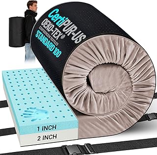 Memory Foam Camping Mattress Pad, Ventilated Breathable Design CertiPUR-US & Oeko-TEX Certified Sleeping Pad Waterproof 3inch Non-Slip Portable Sleeping Camping Mat with Storage Bag for Car Travel