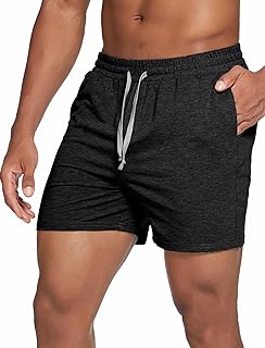 5.5 Inch Mens Pajama Shorts Sleep Cotton Lounge PJ Lightweight Elastic Waist Drawstring Nightwear Bottom with Pockets