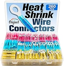 260Pcs Heat Shrink Wire Connectors Kit - Marine Automotive Electrical Connectors - Crimp Terminal Set for Electrical Wiring - Waterproof Fork Spade Ring Butt Connector Assortment