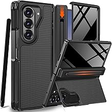 NINKI for Samsung Galaxy Z Fold 5 Case with S Pen Holder & Stylus and Invisible Kickstand,Built in Privacy Screen Protector and Hinge Phone Cover for Samsung Z Fold 5 Case with Slim S Pen Slot – Black