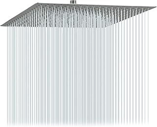 Lordear Rain Shower Heads High Pressure, Rainfall Showerhead for Bathroom Fixed Mount, 16 Inch Large Square High Flow Shower Head (Brushed Nickel)