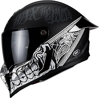 HAX Full Face Motorcycle Helmet for Adult Men and Women, DOT & ECE 22.06 Certified - Powersports Advanced Ventilation Motocross Helmet for Motorbike Street Bike