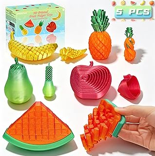 3D Printed Fruit Fidget Toys Sensory Stress Relief Anxiety Toys for Adults Kids, Bulk Set Cool Desk Toys, 5 Pack Fidget Toys Stuff for Boys Girls, Office ADHD Autism Gifts Stocking Stuffers