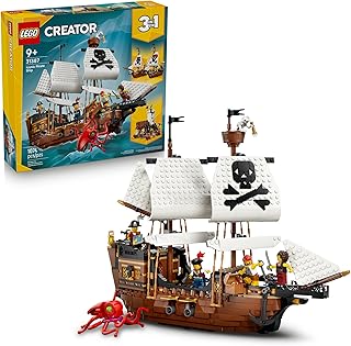 Creator 3 in 1 Iconic Pirate Ship Toy - Building Set for Boys & Girls, Ages 9+ - with 5 Minifigures - Gift for Kids' Birthdays - 31387