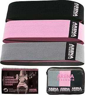 Arena Strength Fabric Booty Bands - Fabric Exercise Bands for Legs and Butt | Fabric Resistance Bands | Hip Resistance Bands with Workout Guide and Carry Case